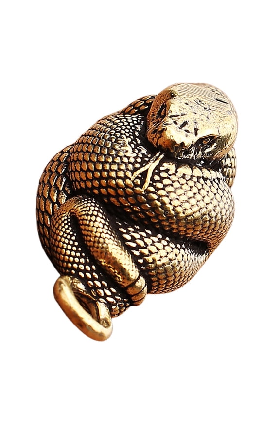 Golden Brass Snake Keychain 1Pcs Vintage Style Miniature Figurine For Office Ornaments