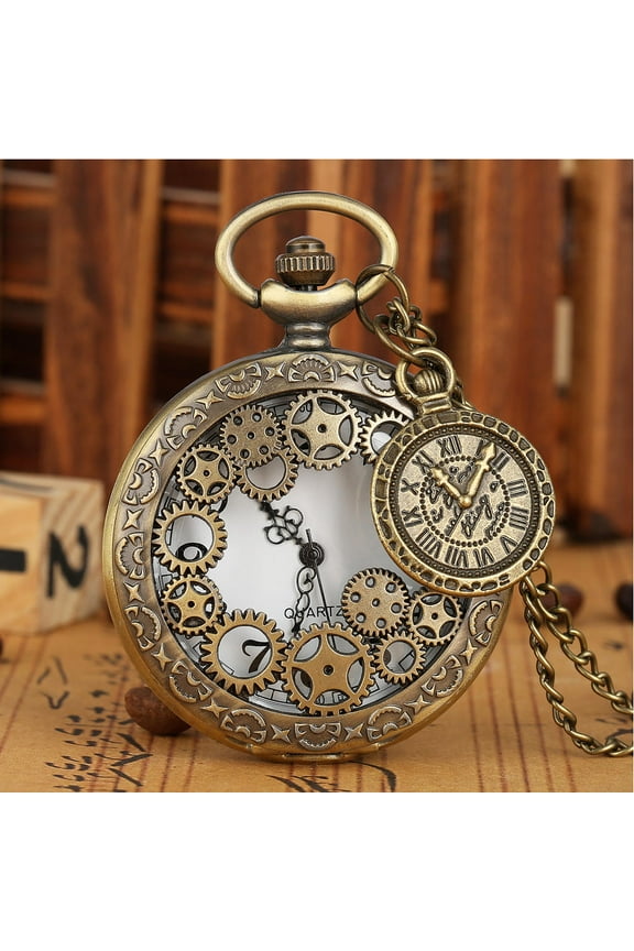 Golden Durable Alloy Pendant Watch for Decoration with Hanging Chain and Precise Movement 3.14