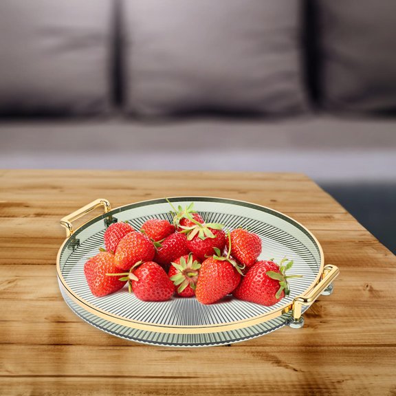 KAKOWELY Green Plastic Decorative Tray for Home Use Beverage and Appetizer Serving