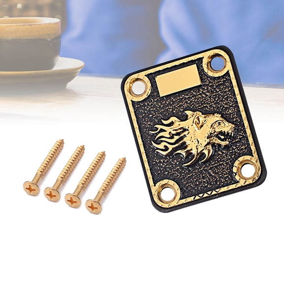 KAKOWELY Guitar Protecting Zinc Alloy Square Golden Neck Plate For ST Styles 1 Set