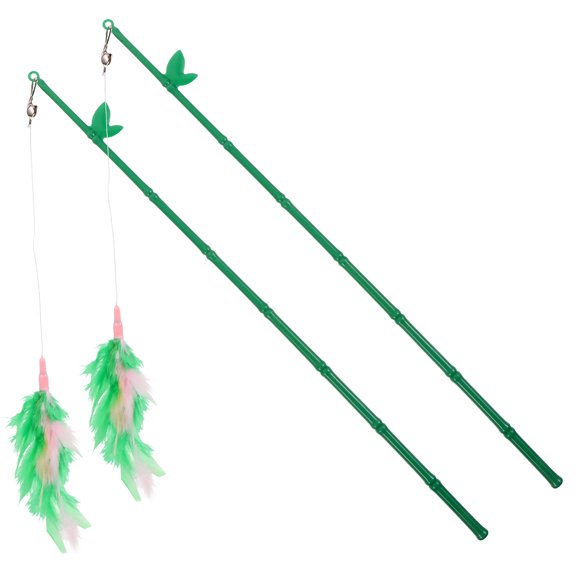 KAKOWELY Interactive Cat Teaser 2Pcs Cat with Green Color for Boredom Reduction