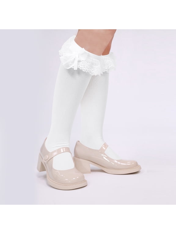 White stockings bow decoration elegant design oktoberfest dirndl outfits women 2 pairs