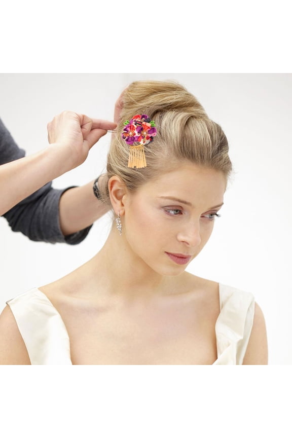Kimono Flower Hair Clip Hair Clip Cloth Purple 1Pack for Performance and Photography