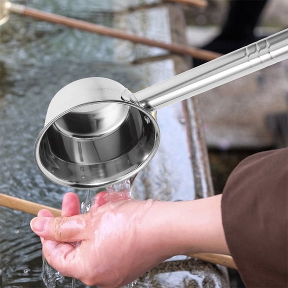 KAKOWELY Kitchen Water Ladle Water Dipper Silver 201 Stainless Steel for Tea Ceremony 1Pack