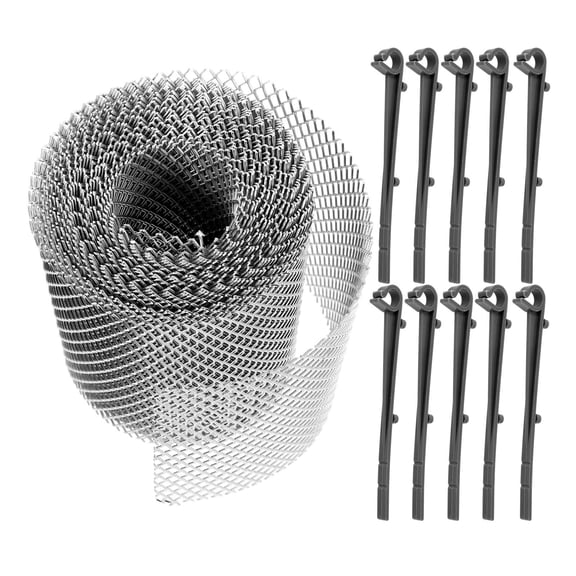 KAKOWELY Mesh Gutter Guard Tool for Gardening Leaf Protection with Silver Plastic 1 Set 600.00X12.50X0.10in