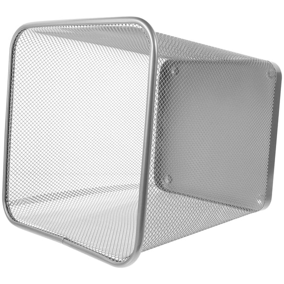 KAKOWELY Metal Mesh Waste Paper Bin Silver Trash Can For Indoor Use 1Pcs