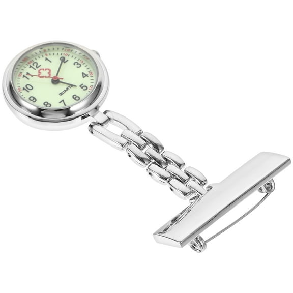 KAKOWELY Nurse Fob Watches 1Pcs Pocket Watch Silver Metal Round Shape Medical Profession Use 7.00X3.70X1.00CM