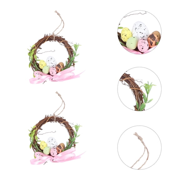KAKOWELY 2Pcs Garland Wreath Traditional Easter Style Plastic Foam Round Home Decoration