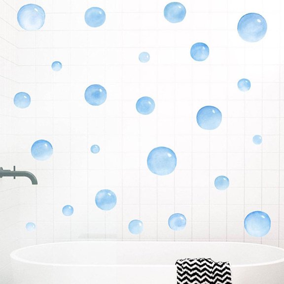 KAKOWELY Peel and Stick Sky Blue Bubbles Wall Decals Easy Removable Wall Sticker Decor