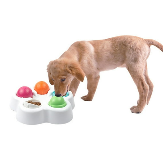 KAKOWELY Pet Toy with Food Bowl 5 Colorful Balls for Dog and Cat PP Material Multi-colored Rotating Design