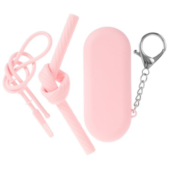 KAKOWELY Pink Silicone Straw Kit 1 Set Replacement Straws With Cover