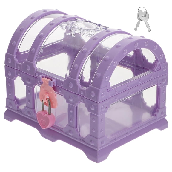 KAKOWELY Pirate Theme Prop Treasure Chest Purple Plastic 1Pack 5.50X4.32X4.13In