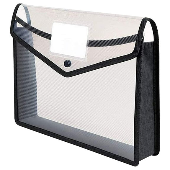 KAKOWELY Plastic Document Folder Black Expanding File Wallet with Transparent Window for Office Use