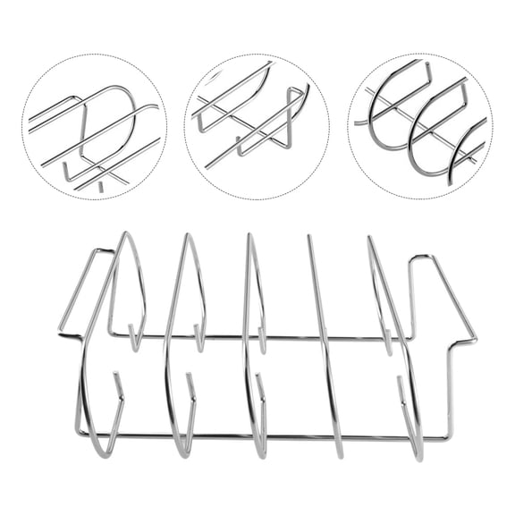 KAKOWELY Plated Silver Portable Rib Grilling Rack for Home Use with Fast Heat Absorption