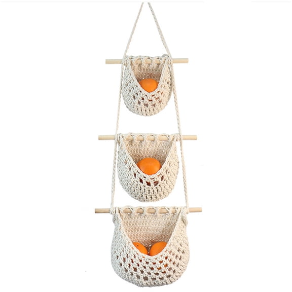 KAKOWELY Potato and Onion Fruit Basket Woven Hanging Storage Holder for Living Room Use 1Set