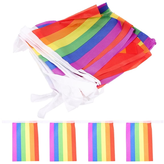 KAKOWELY Lgbtqrainbow Banner Rainbow Hanging Banner Multi-colored Polyester 1 Set 27.6X11In