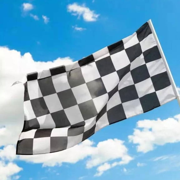 KAKOWELY Racing Flag with Screen Printed Polyester and Plastic Pole for Festival and Race Car Decor