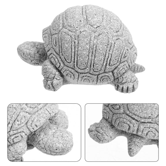 KAKOWELY Realistic Grey Turtle Figurine Made of Sandstone for Bonsai Tabletop Decoration