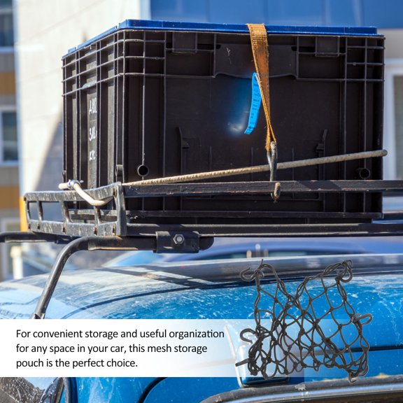 KAKOWELY Rear Car Cargo Net with 6 Hooks Adjustable Black Mesh for Secure Storage