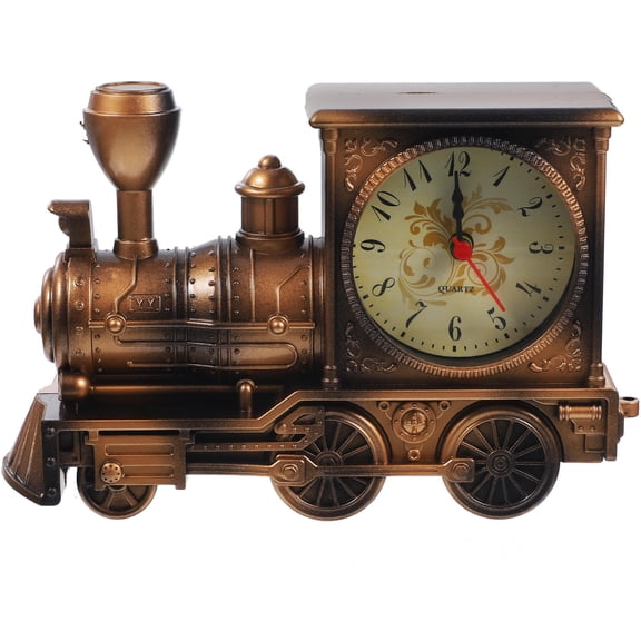KAKOWELY Retro Coffee Table Ornaments Railway Engine Clock for Home Owners and Children with ABS 7.1X4.7X2.4in 1Pack