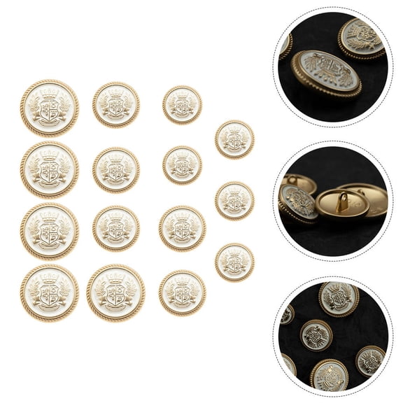KAKOWELY Sewing Buttons Set 15pcs Round Shaped Snaps Metal Buttons For Coats And Shawls