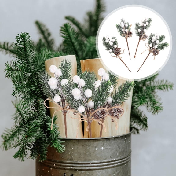 KAKOWELY Simulation Berry Pine Needle Ornament 20Pcs Plastic 20x7cm for Rustic Farmhouse Style Christmas Decoration