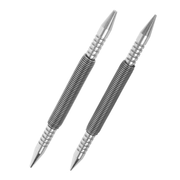KAKOWELY Spring Nail Punch Set 2Pcs Silver Carbon Steel Double-Ended Punch Tool for Mobile Work 13.70X1.00X1.00CM