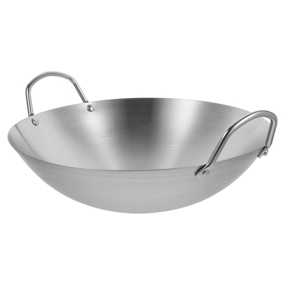 KAKOWELY Stainless Steel Large Wok Cooking for Home Cooking 1Pack