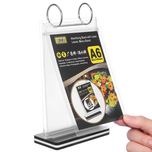 KAKOWELY Transparent Menu Display Stand with Stable Base for Retail Stores and Exhibitions PVC Material