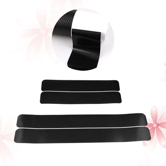 KAKOWELY Universal Car Sill Protectors Rectangular Black Carbon Fiber Texture for Car Maintenance Decoration