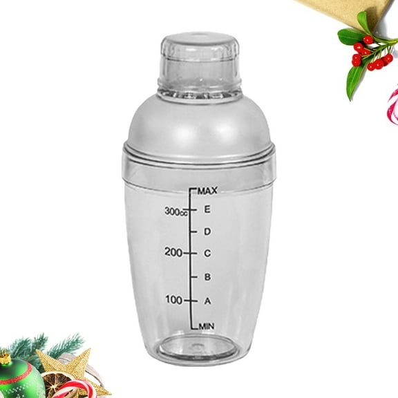 KAKOWELY White Hand Shake Cup Cocktail Mixer with Measuring Scale and Easy Grip Surface