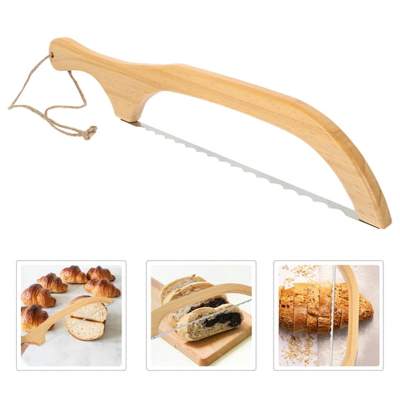 KAKOWELY Wood Handle Stainless Steel Bread Spreader and Cutter Khaki Kitchen Slicing Tool
