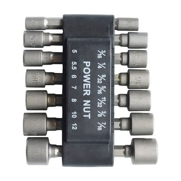 KAKOWELY nut driver drill bit set Sleeve Wrench Black Dismantling Machine Repairing 1 Set x 14 Pcs