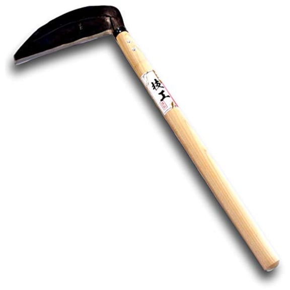 KAKURI Japanese Weeding Sickle Long Handle Medium-Length 20 Heavy Duty Hand-Forged Japanese Carbon Steel Blade for Tough Weeds Made in Japan