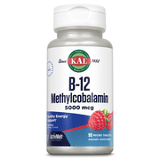 KAL B-12 Methylcobalamin 5000mcg ActivMelt, Raspberry Flavor | Healthy Metabolism, Energy & Red Blood Cell Support, 90ct