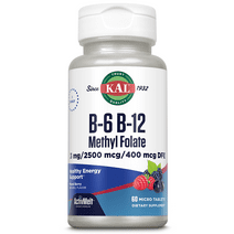 KAL B-6, B-12 Methyl Folate ActivMelt | Healthy Heart & Energy Support | Natural Mixed Berry Flavor | Active, Coenzyme Forms | 60 Micro Tablets