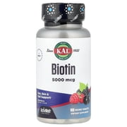 KAL Biotin, Mixed Berry, 5,000 mcg, 100 Micro Tablets