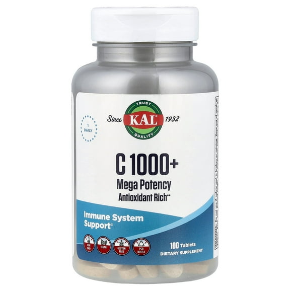 KAL C 1000+, Mega Potency, 100 Tablets
