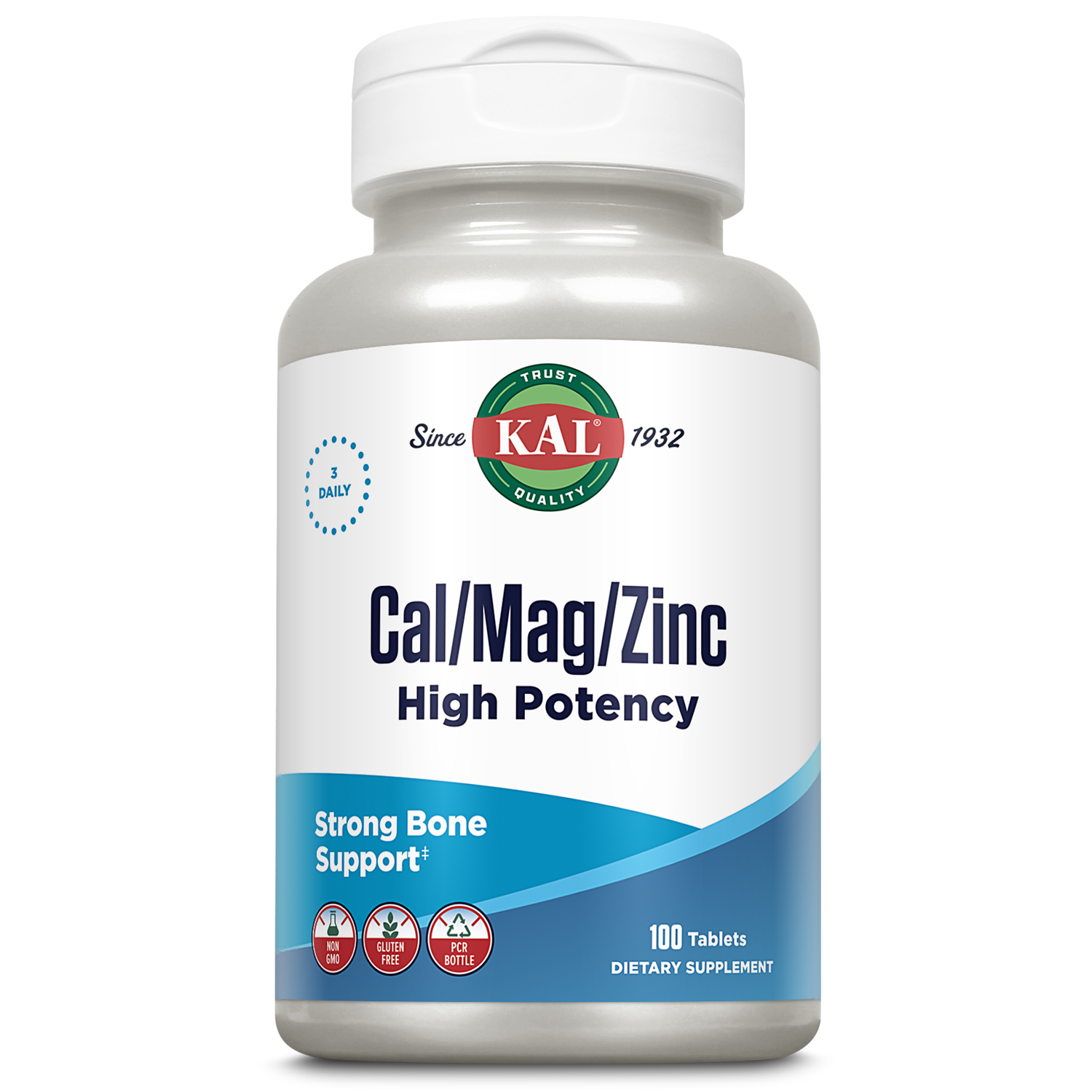 KAL Cal/Mag/Zinc | 1000 mg of Calcium, 400 mg of Magnesium & 15 mg of Zinc | Healthy Bones, Muscle, Heart & Immune Function Support | 100 Tablets - image 1 of 5