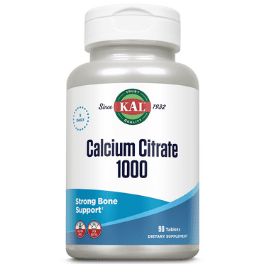 KAL Calcium Citrate 1000mg | Teeth & Bone Health, Nervous, Muscular & Cardiovascular System Support | Lab Verified | 90 Tablets