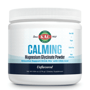 KAL Calming Magnesium Glycinate Powder Plus Citric Acid - Unflavored - Nervous System, Bone and Relaxation Support Drink Mix - No Sugar - , 40 Servings, 8.5 OZ
