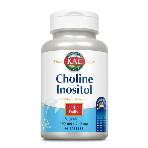 KAL Choline Inositol 195/500 mg | 1 Daily, Sustained Release | Healthy Brain, Liver, Cell & Mood Support | 90 Tablets
