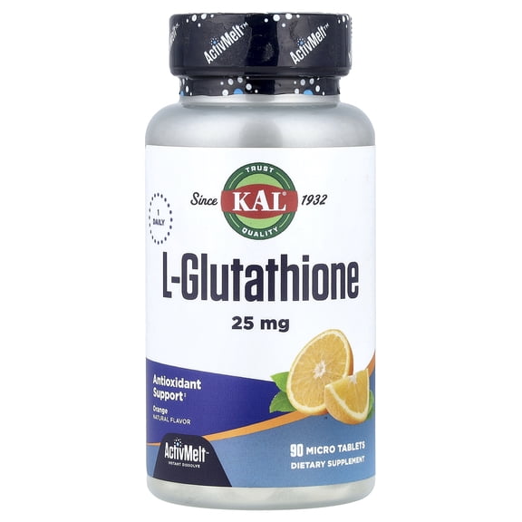 KAL L-Glutathione, Orange, 25 mg, 90 Micro Tablets
