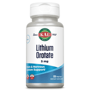 KAL Lithium Orotate 5mg, Low Dose Lithium Supplement for General Wellness Mood Support, Highly Bioavailable, Vegan, 120 Veg Caps