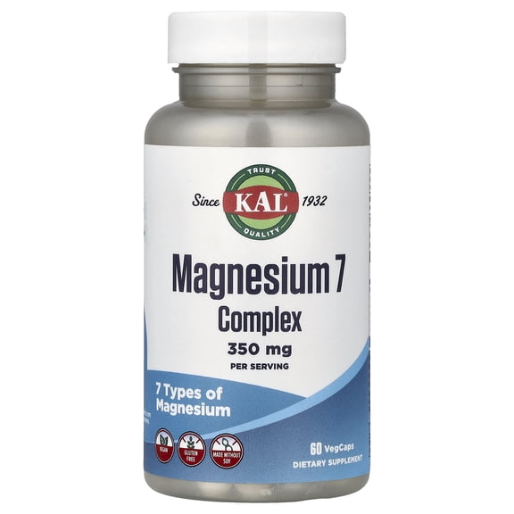 KAL Magnesium 7 Complex, 60 VegCaps (175 mg per Cap)