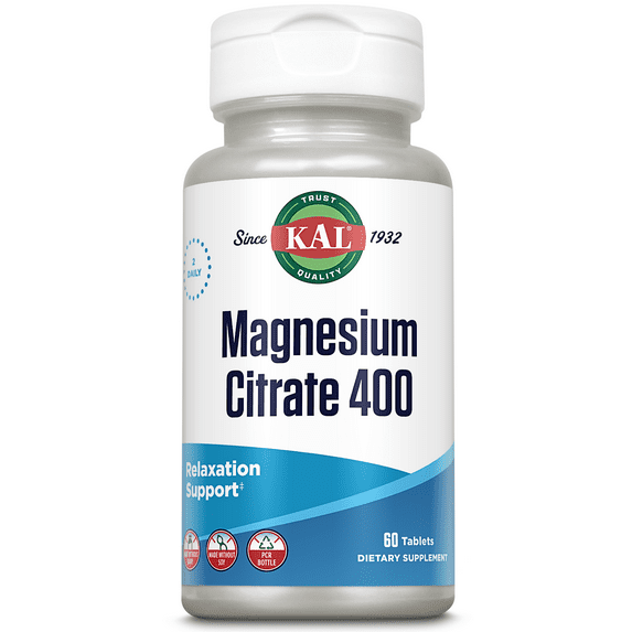 KAL Magnesium Citrate 400 mg | Healthy Muscle, Nerve & Circulatory Function Support | ActivTab Rapid Disintegration| Vegan & Non-GMO | 60 Tablets