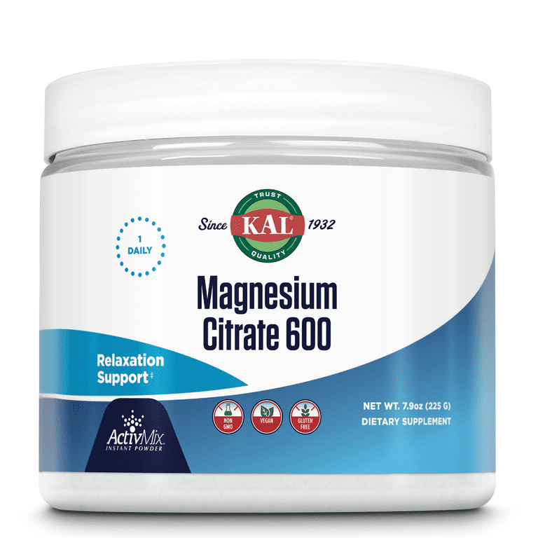 Kal, Magnesium Citrate 600 ActivMix, 60 Servings, Unflavored