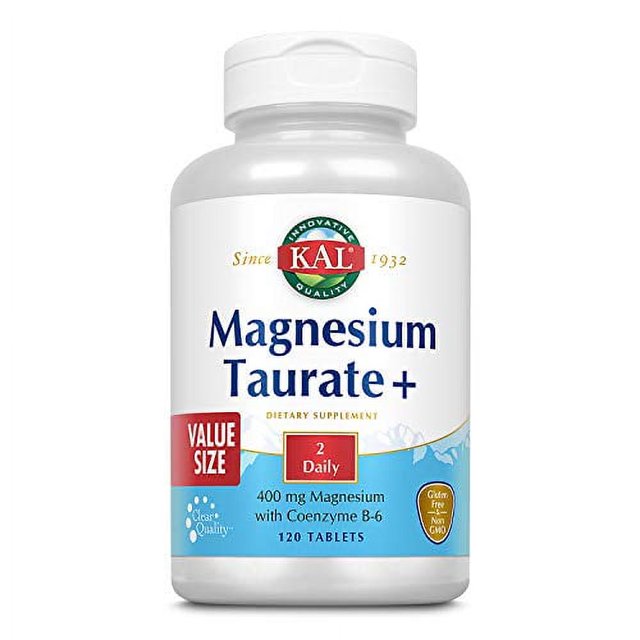 KAL Magnesium Taurate Plus 400mg with Coenzyme B6, Chelated Nerve