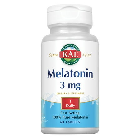 KAL Melatonin 3 mg | Healthy Relaxation & Sleep Support Formula | Fast-Acting | With Vitamin B-6 (60 CT)