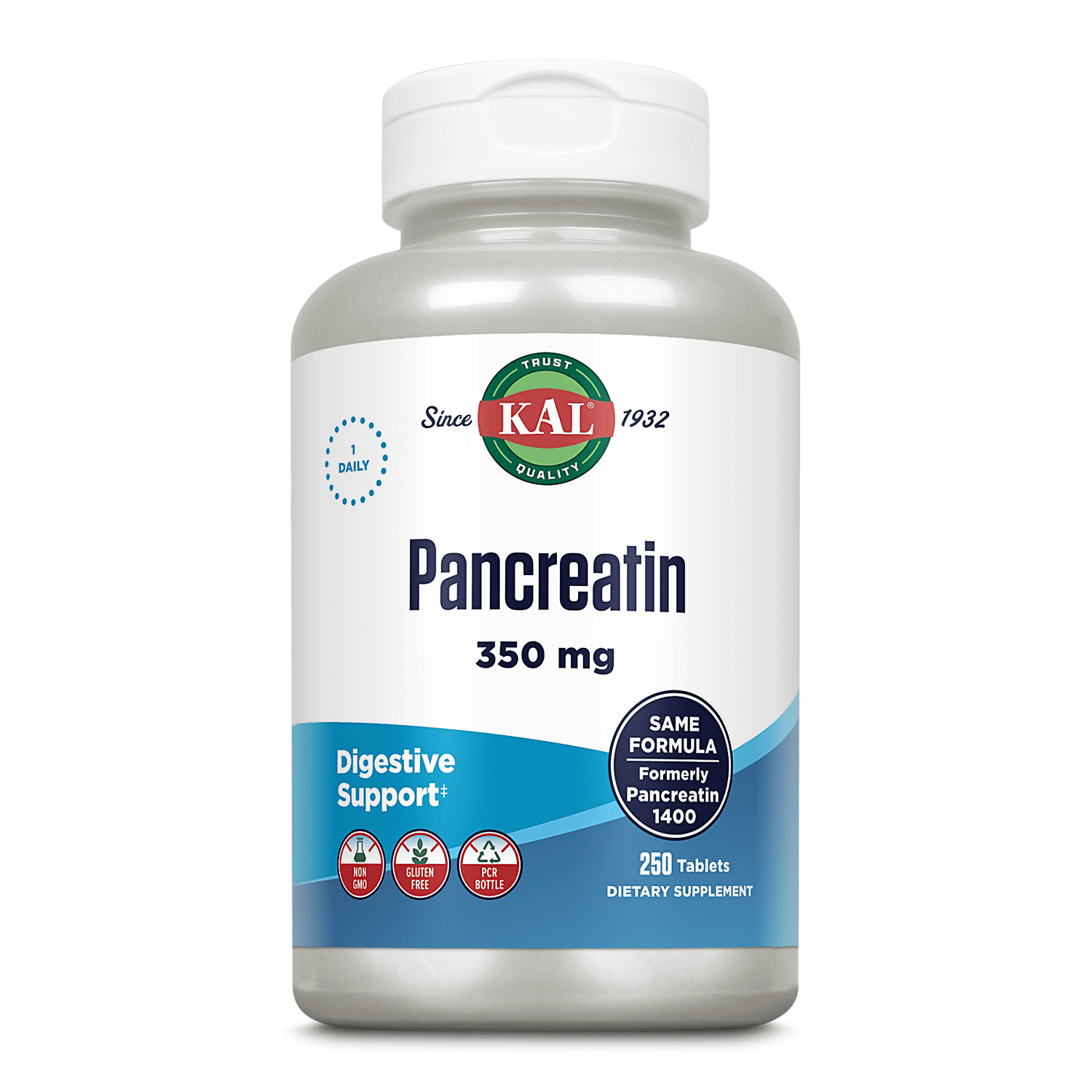 KAL Pancreatin 1400 Pancreatic Enzymes Amylase, Protease & Lipase to Help Support Healthy
